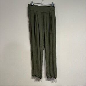 American Eagle‎ Olive Green 100% Viscose Stretch Pants Waist Tie Size Large